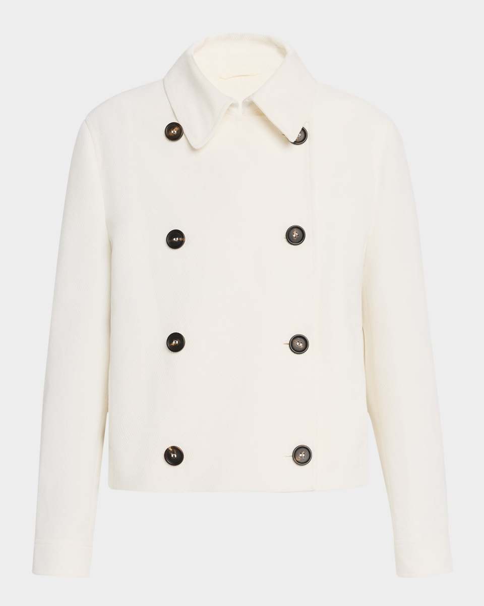 Cotton Calvary Twill Double-Breasted Pea Jacket